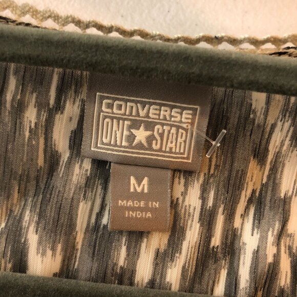 Converse One Star Sheer Kimono Belt Loops Black Beige Abstract M - Picture 3 of 4